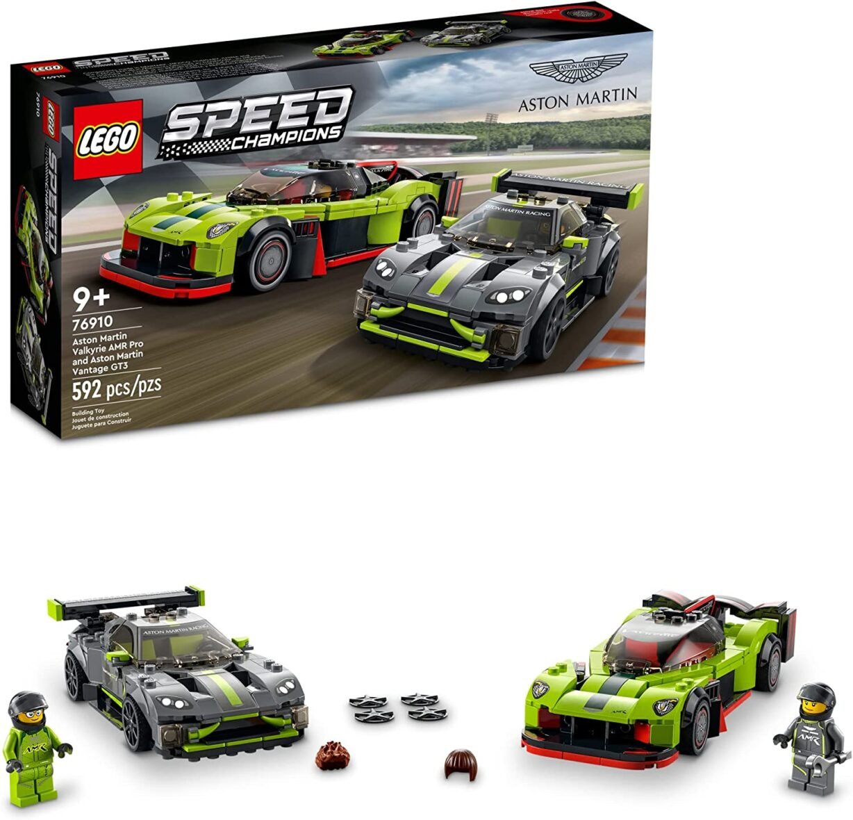 LEGO Speed Champions Aston Martin Valkyrie AMR Pro and Aston Martin Vantage GT3 76910 Building Kit (592 Pieces)
