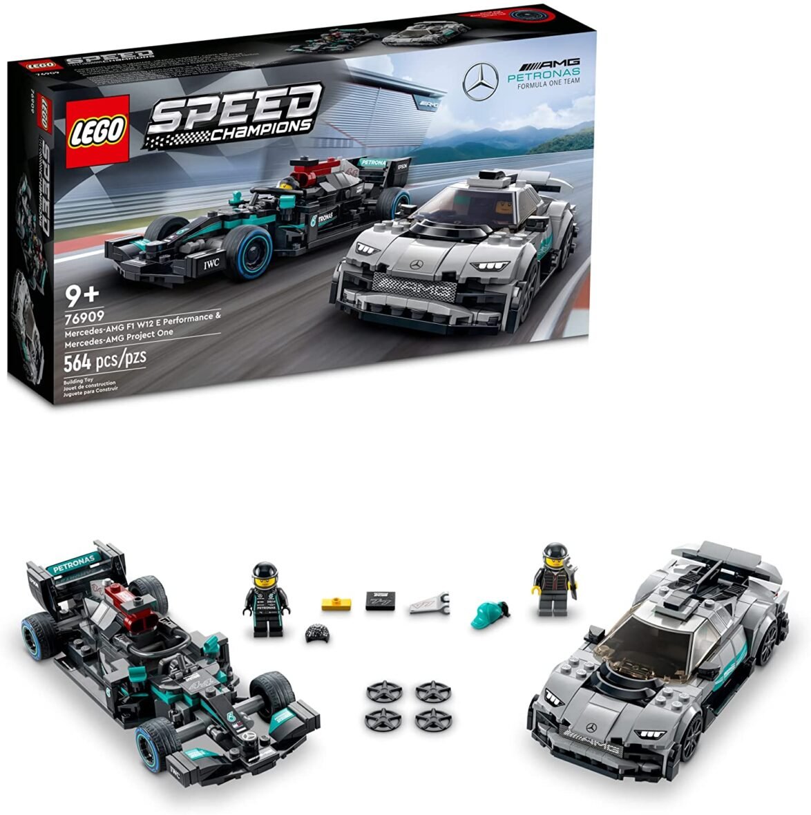 LEGO Speed Champions Mercedes-AMG F1 W12 E Performance & Mercedes-AMG Project One 76909 Building Kit (564 Pieces)