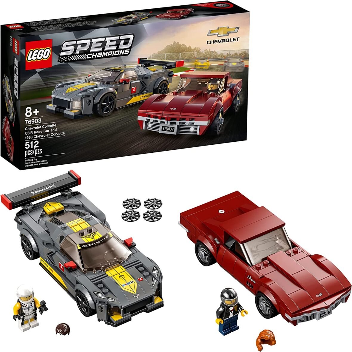 LEGO Speed Champions Chevrolet Corvette C8.R Race Car and 1968 Chevrolet Corvette 76903 Building Kit (512 Pieces)