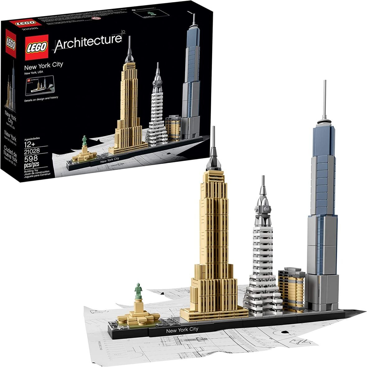 LEGO Architecture New York City 21028, Build It Yourself New York Skyline Model Kit (598 Pieces)