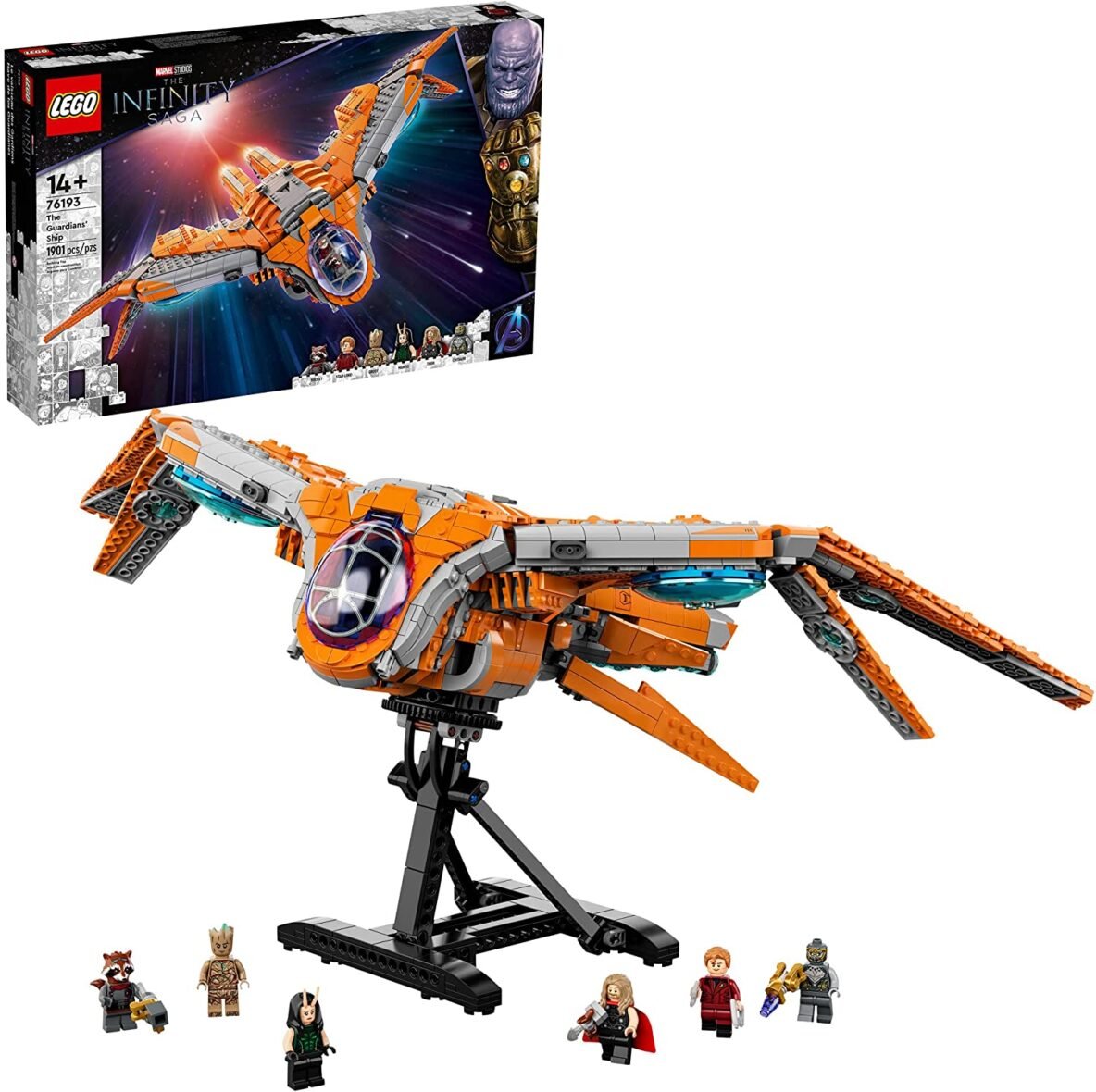 LEGO Marvel The Guardians’ Ship 76193 Space Battleship Building Kit; 6 Minifigures Include Star-Lord and Thor (1,901 Pieces)