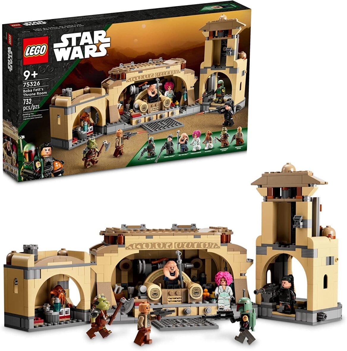 LEGO Star Wars Boba Fett’s Throne Room 75326 Building Kit, Featuring a Buildable Palace Model and 7 Star Wars: The Book of Boba Fett Characters (732 Pieces)